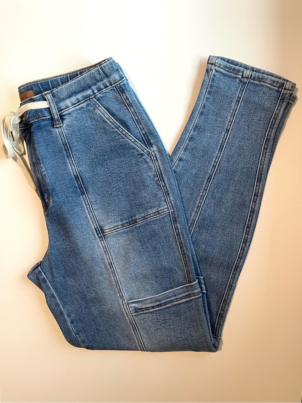 Judy Blue Denim Utility Joggers - Cargo Drawstring High Rise & Stretch - 11 | 30